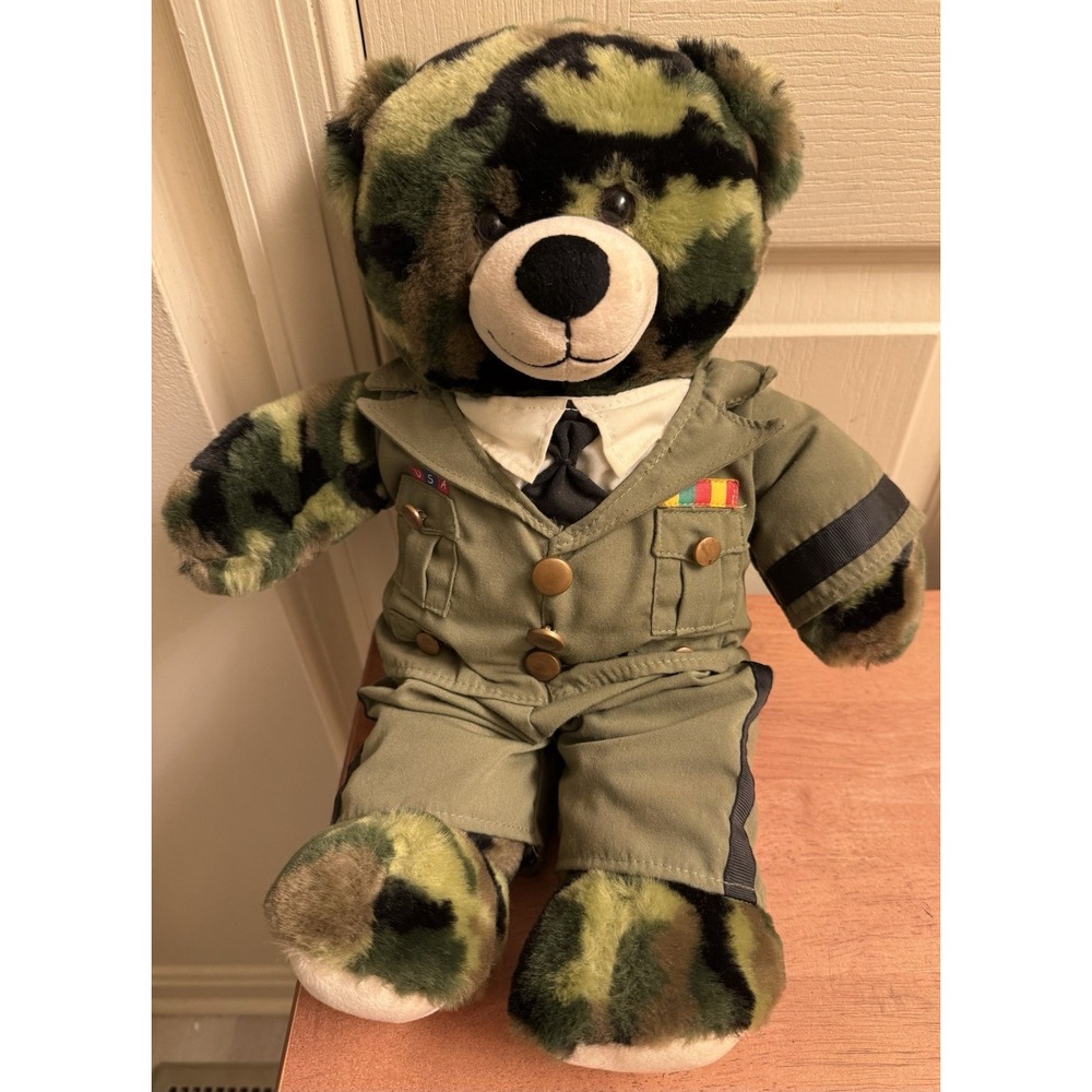 Build‎ A Bear Teddy Bear Camouflage 16" U.S.A Military Plush Bear